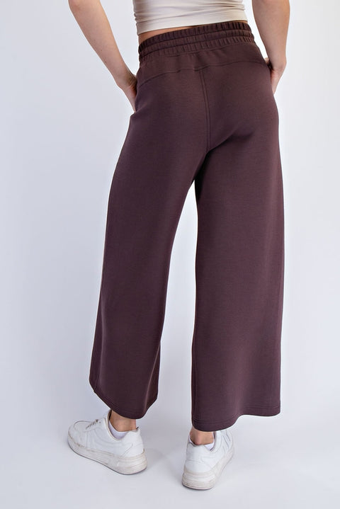 Modal Scuba Cropped Wide Pant: Espresso