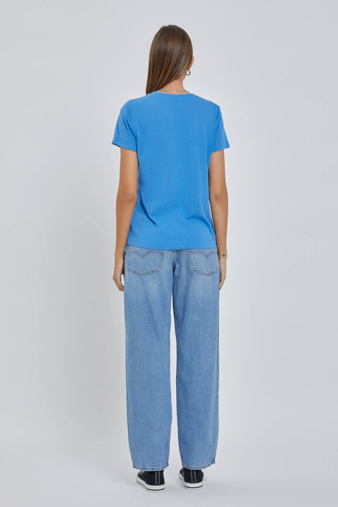 Basic Short Sleeve Slub Top Blue