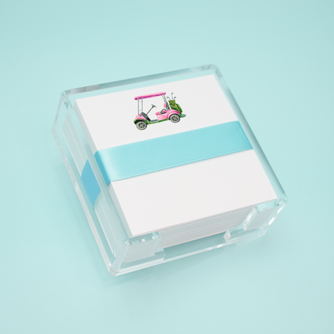 Pink Golf Cart Square Desk Set