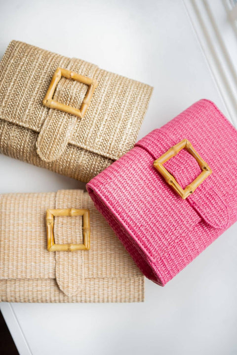Lisi Lerch-Janie Straw Clutch-Pink Dot Styles