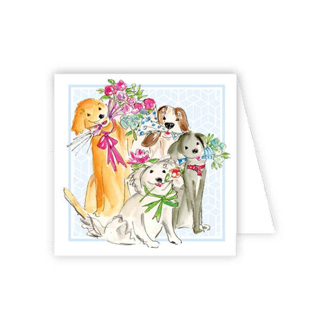 RosanneBeck Collections-Handpainted For You Puppies with Posies Enclosure Card-Pink Dot Styles