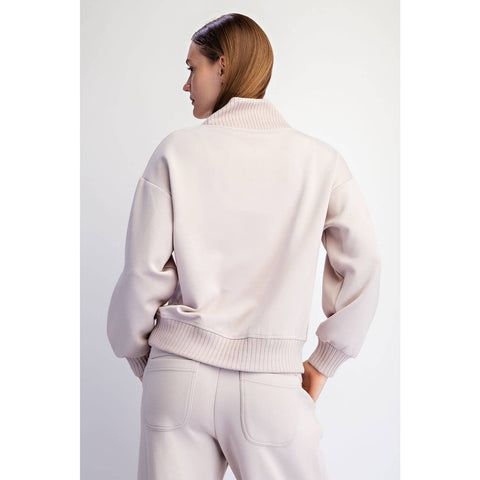 Modal Scuba Luxe v-Neck Top: Mocha Cream