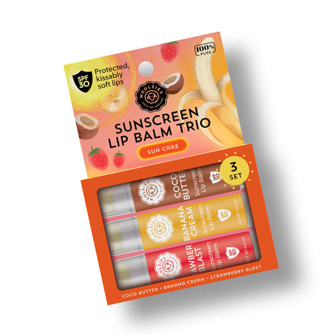 Woolzies-SPF Sunscreen Lip Balm Cocoa Butter Banana cream Strawberry-Pink Dot Styles