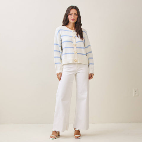Able-Starfish button striped cardigan-Pink Dot Styles