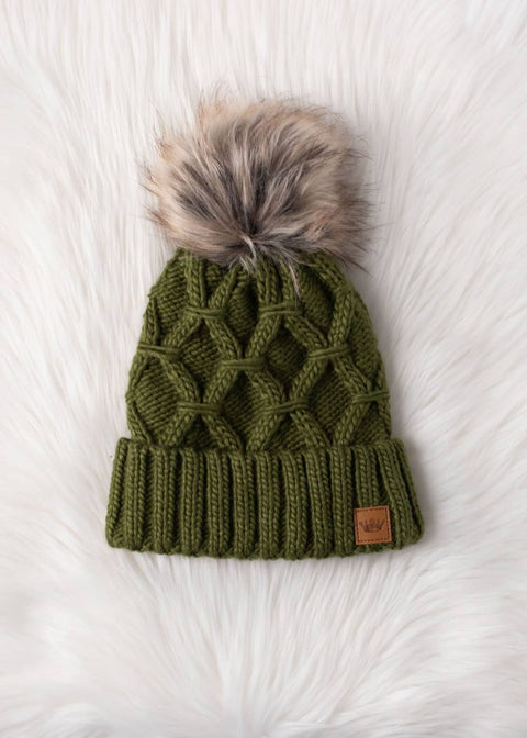 Cable Knit Pom PomHat