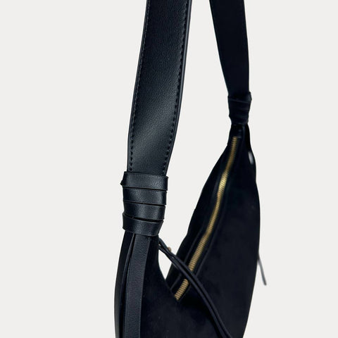 Sara Solid Suede Shoulder Bag w/ Tassels: Cream