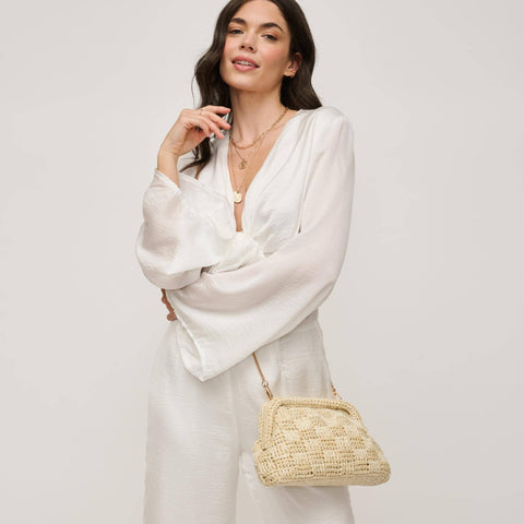 Urban Expressions-Annie Woven Clutch-Pink Dot Styles