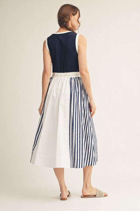 Navy Mix Media Dress