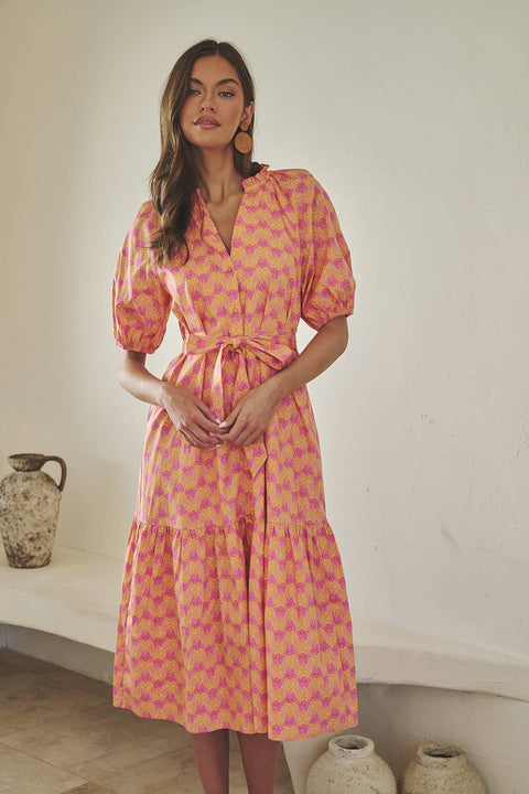 Floral Wynette Tiered Midi Dress