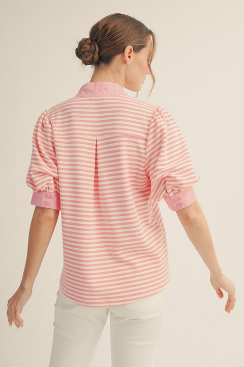 Striped Pink Casual Top