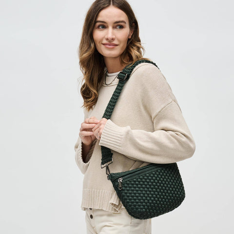 Sol and Selene-Ethereal - Woven Neoprene Crossbody: Olive-Pink Dot Styles