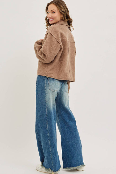 Camel Textured Bomber Jacket