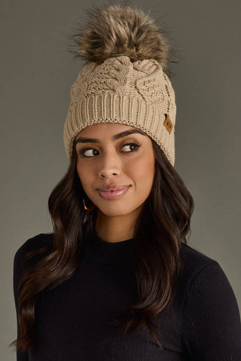Cable Knit Pom PomHat