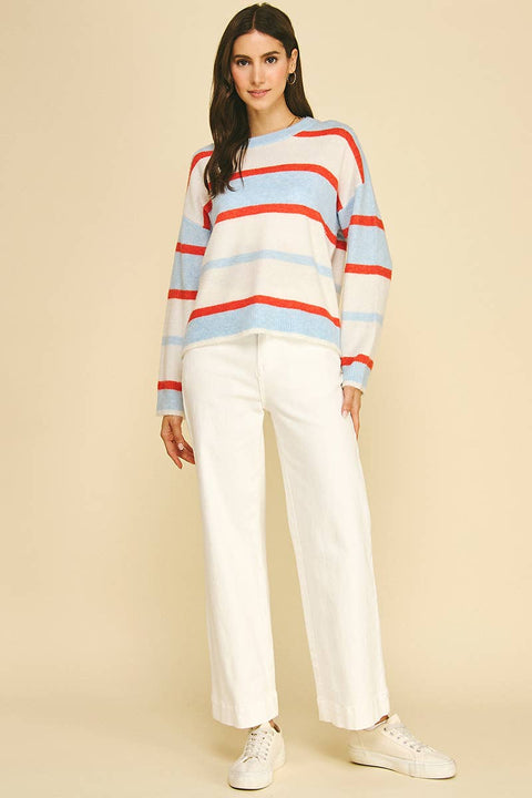 Multi Color Striped Knit Sweater
