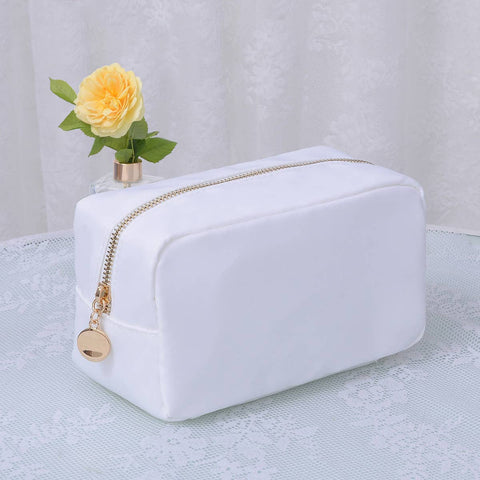 Emma Round Zippered Nylon Cosmetic Pouch Bag