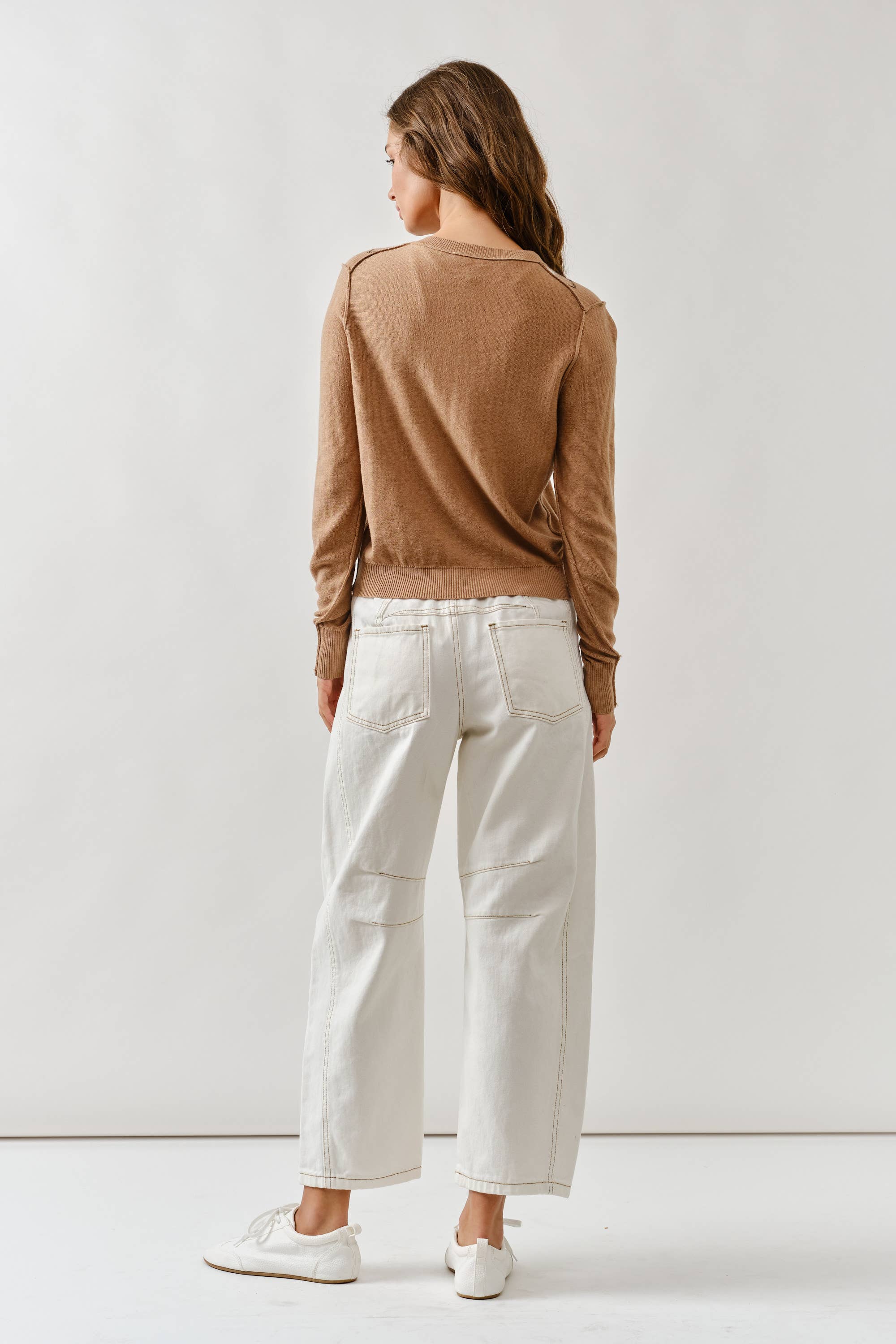 Argyle Relaxed Sweater: Taupe (Final Sale)– Pink Dot Styles