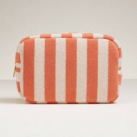 Wona Trading, Inc.-Striped Pattern Cosmetic Pouch Bag-Pink Dot Styles