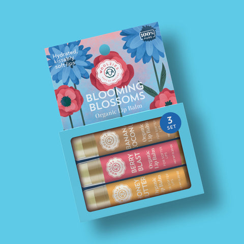 Woolzies-Blooming Blossoms Lip Balm Set Of 3-Pink Dot Styles