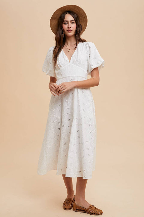 White Cotton Eyelet Dress