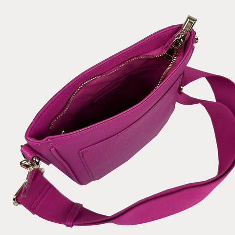 Madelyn Vegan Pebble Mini Messenger: Raspberry