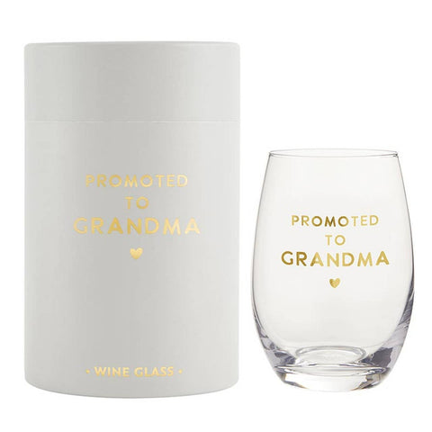 Stephan Baby by Creative Brands-Wine Glass - Promoted To Grandma: Hand Wash Only / Glass / 4.5" H, 17 oz-Pink Dot Styles