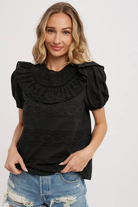 Eyelet Black Blouse