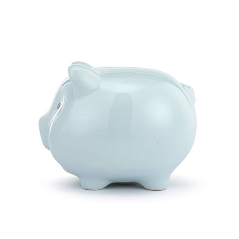 Blue Ceramic Classic Piggy Bank - 7x5.5x6in