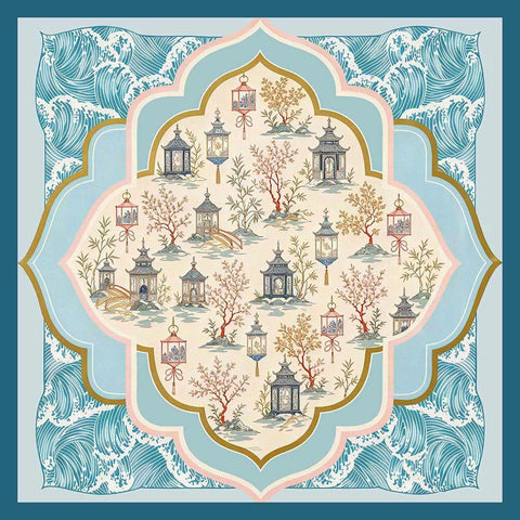 Ornamental Lantern Garden Print Square Bandana Scarf