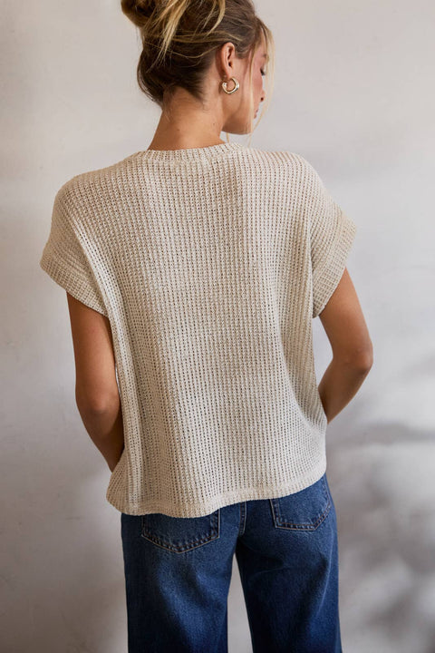 Knit Crew Neck Short Sleeve Sweater