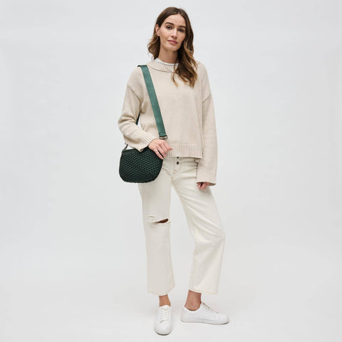 Sol and Selene-Ethereal - Woven Neoprene Crossbody: Olive-Pink Dot Styles