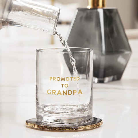 DOF Glass - Promoted to Grandpa: Hand Wash Only / Glass / 4" H x 3.25" Dia, 14 oz-Gifts > Kids-Pink Dot Styles