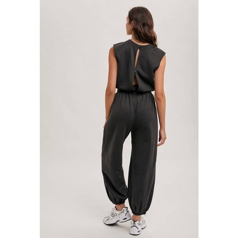 STYLE USA-Sleeveless Knit Jumpsuit-Pink Dot Styles