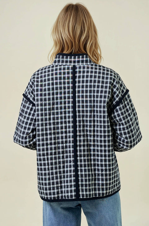 Black Gingham Quilted Jacket