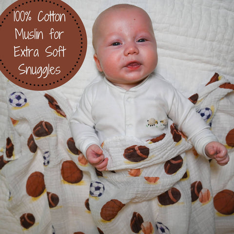 Go Sports! Baby Muslin Swaddle Blanket