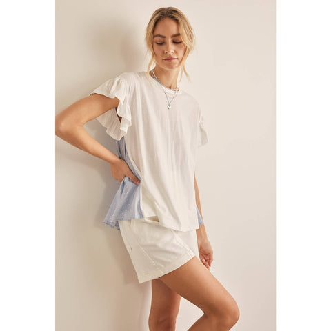 in february-T-Shirt with Ruffled Sleeve with Polka Dot Back-Pink Dot Styles