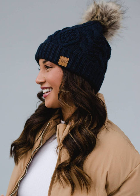 Cable Knit Pom PomHat