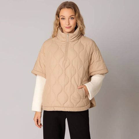 Quilted Puffer Pullover Poncho