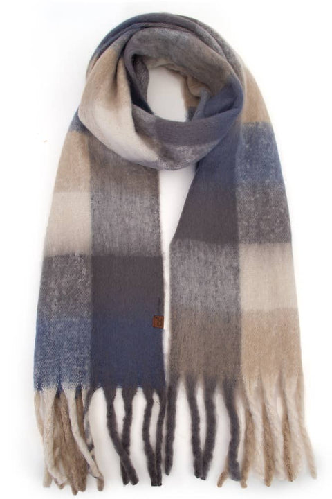 C.C Multi Color Block Plaid Check Pattern Woven Winter Scarf: 23