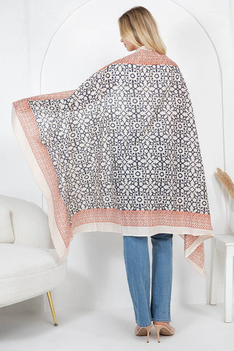 Black and Pink Block Print Scarf