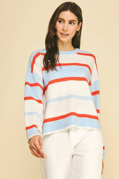 Multi Color Striped Knit Sweater