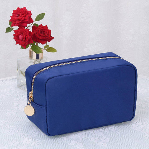 Emma Round Zippered Nylon Cosmetic Pouch Bag