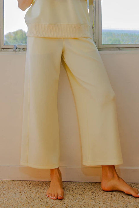 Modal Scuba Cropped Wide Pant: Lemonilla