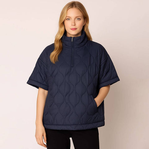 Quilted Puffer Pullover Poncho