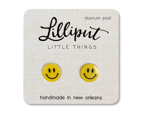 Lilliput Little Things-Happy Face Earrings-Pink Dot Styles