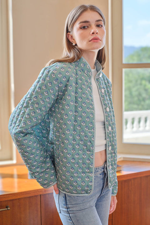 ROSIE POSIE-Reversible Quilted Jacket-Pink Dot Styles