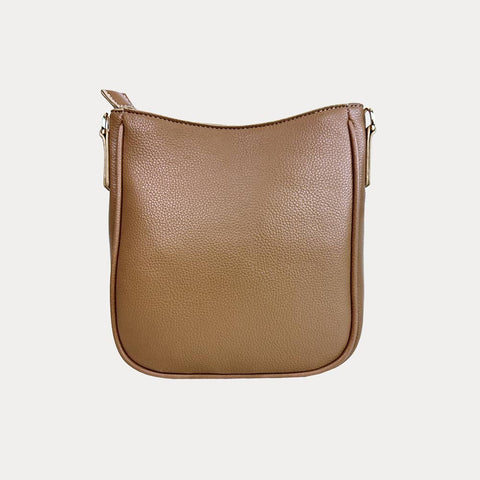AHDORNED-Madelyn Mini Pebble Messenger with Strap: Mocha-Pink Dot Styles