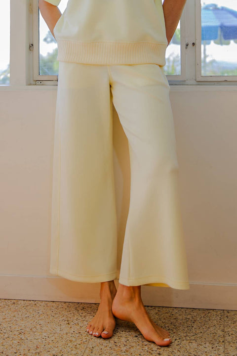 Modal Scuba Cropped Wide Pant: Lemonilla