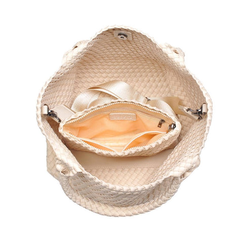 Sky's The Limit Medium Woven Neoprene Tote: Cream