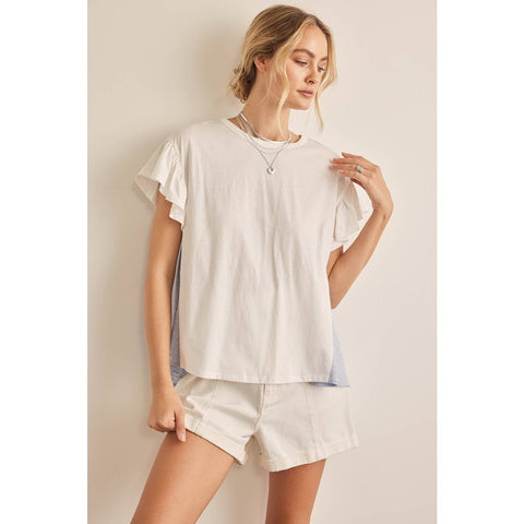 in february-T-Shirt with Ruffled Sleeve with Polka Dot Back-Pink Dot Styles