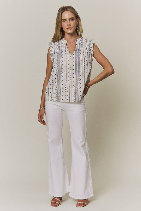 Boho Ruffle Cap Sleeve Top